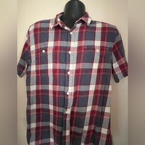 American Rag Red and Blue Plaid Casual Shirt